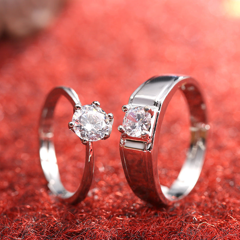 Couple Diamond Wedding & Engagement Ring - Simulation Women's Ring Moissanite  Couple Rings SATINE