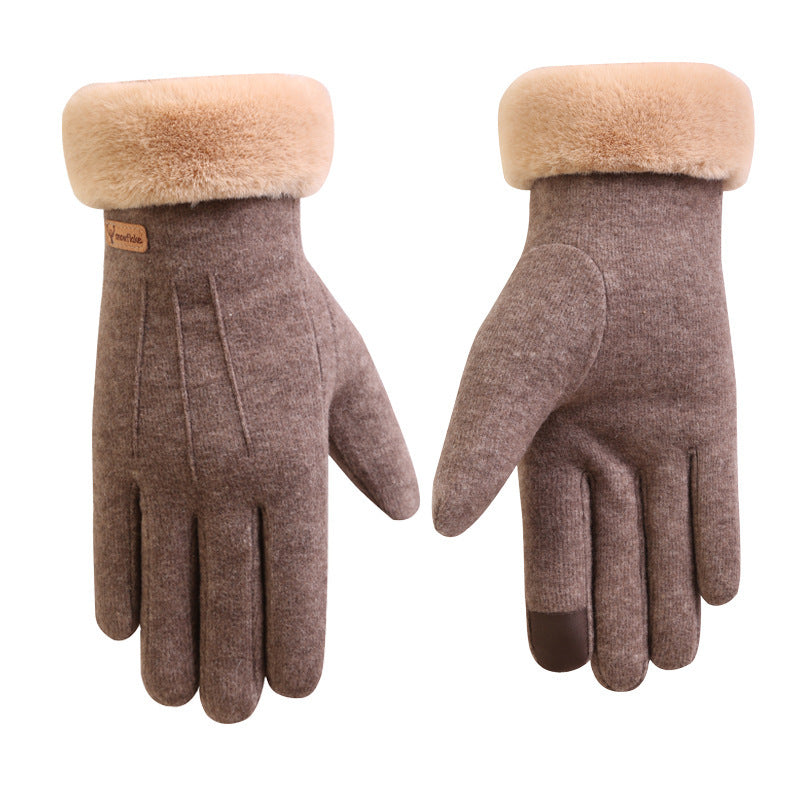 Autumn and Winter Cashmere Full Finger Gloves