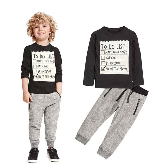 Stylish & Comfy Boys' 2-Piece Outfit – Perfect for Every Adventure!  Kids Boys Clothing Set Baby Boy Casual Clothes Spring Autumn Ccotton Long Sleeves T-shirt Pants 2pcs Suit For 3-7 Years - JumoShop