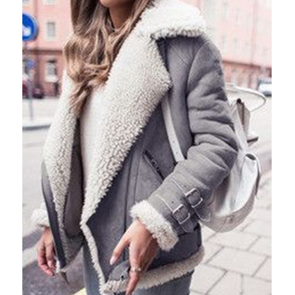 Women Winter Suede Coat - Outerwear Fashion Plus Size Overcoat For Female Thick Women Autumn Jacket