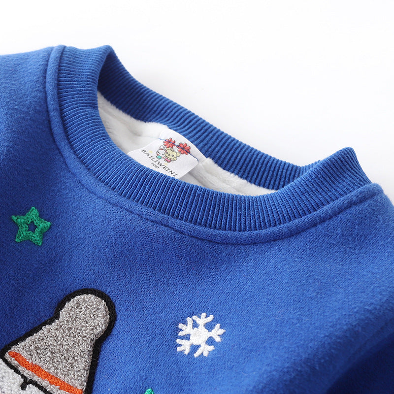 Christmas Snowman Velvet Padded Sweater