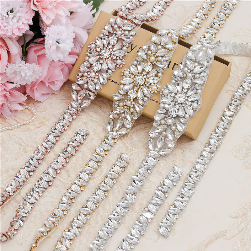 Rhinestone Applique Wedding Belt - Wedding Dress Waist Jewelry