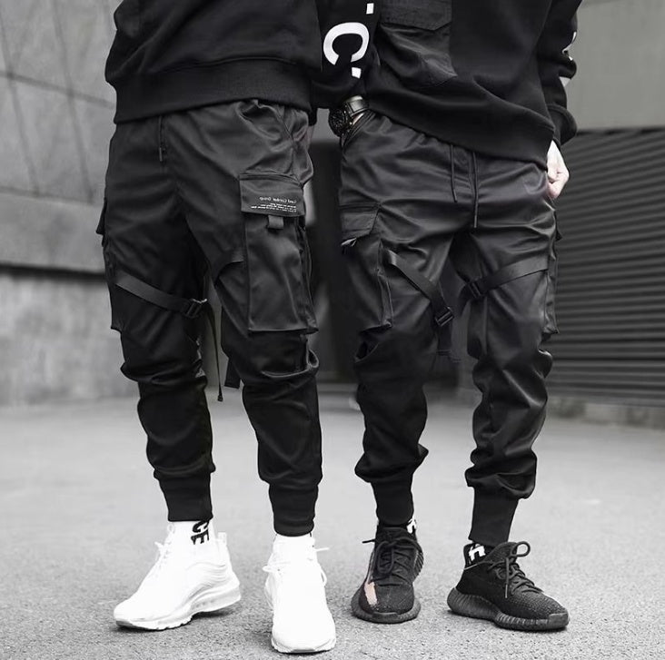 Ribbons Harem Joggers - Men Cargo Pants,  Streetwear Hip Hop Casual Pants