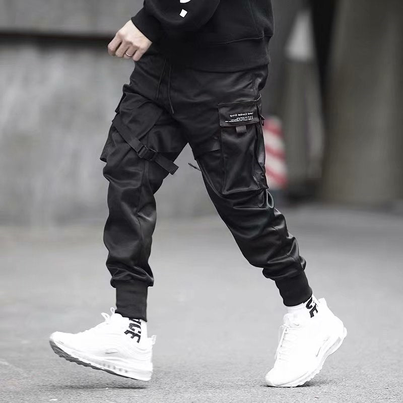 Ribbons Harem Joggers - Men Cargo Pants,  Streetwear Hip Hop Casual Pants