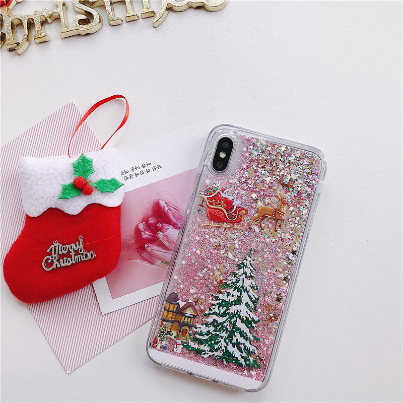 Santa Claus Christmas Tree Quicksand Shell Phone Case