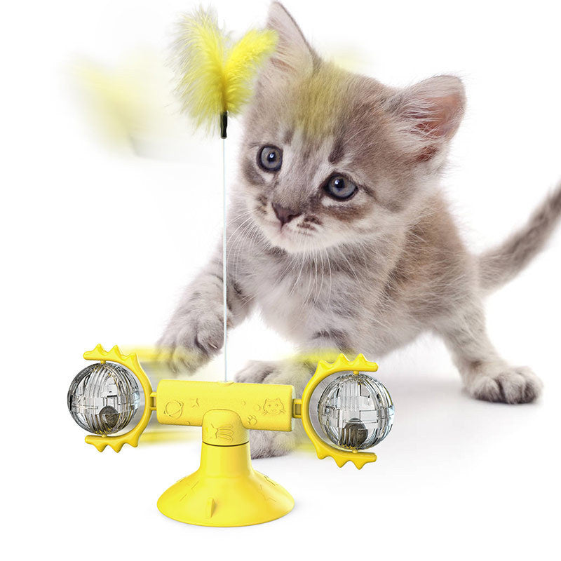 Cat Rotating Windmill Multi-Function Toys - Itch Scratching Device Teeth Shining Toy