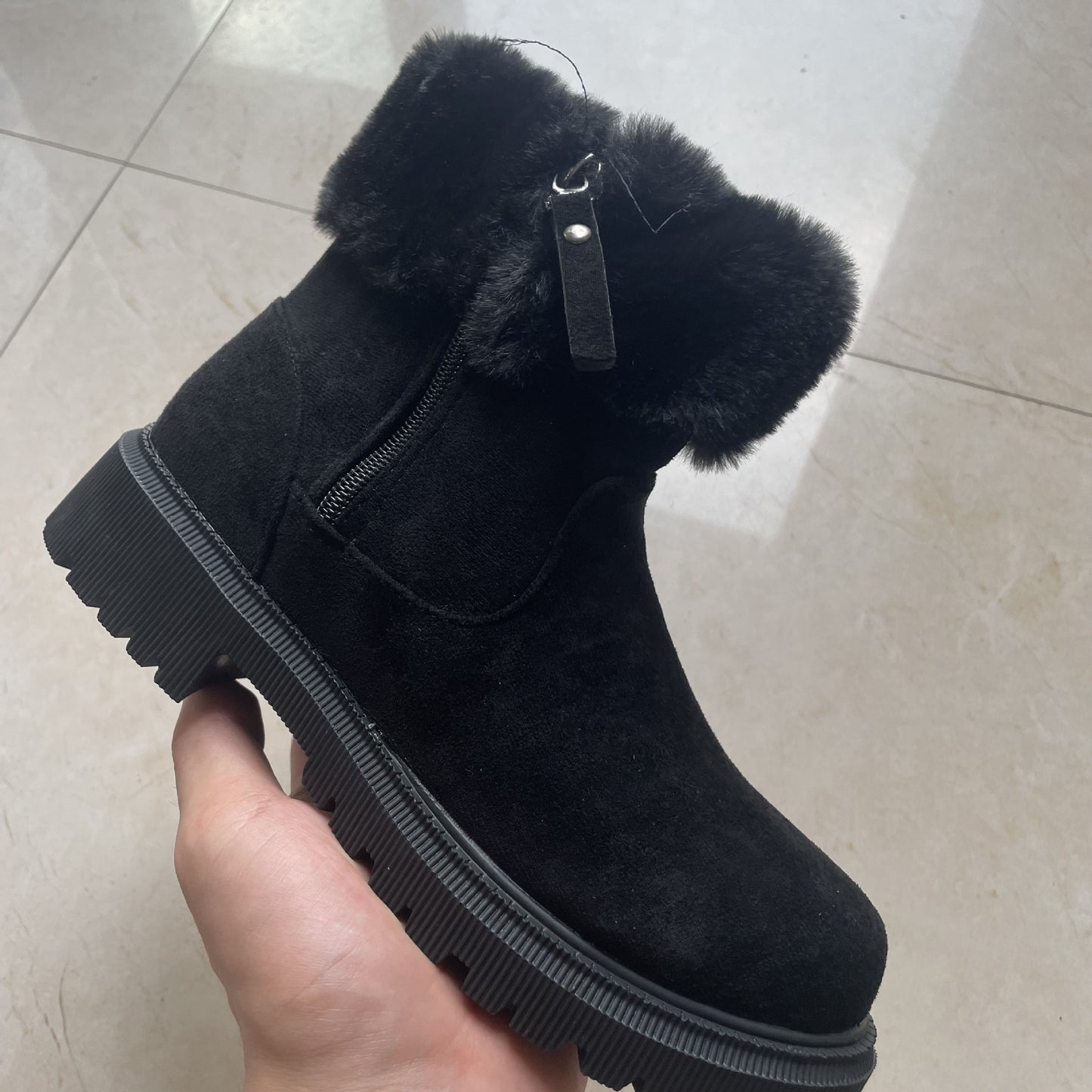 Warm Plush Boots - Winter Fashion Side-Zipper, Snow Boot For Women, Outdoor Thickened Low-heeled Shoes