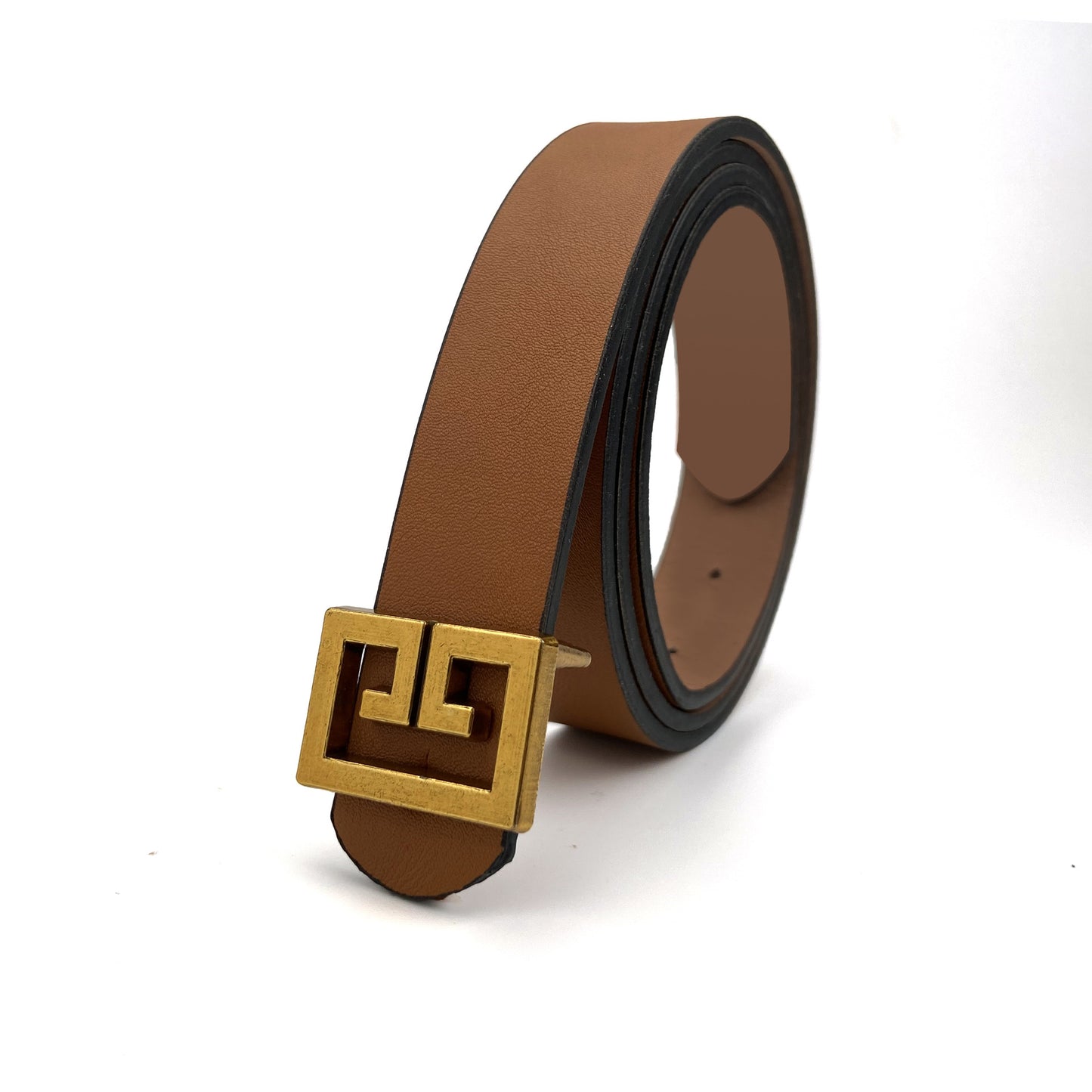 Women’s Bronze Buckle Decorative Belt – Imitation Leather All-Match Waist Belt