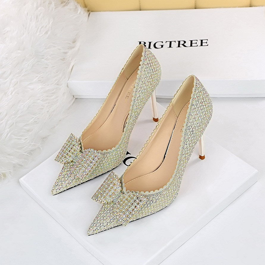 Sweet Women's Princess Wedding Shoes - Thin High Heels Shallow Mouth