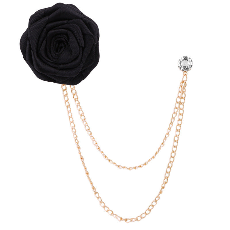 🌹Handmade Rose Brooch with Tassel – Elegant Unisex Suit Pin