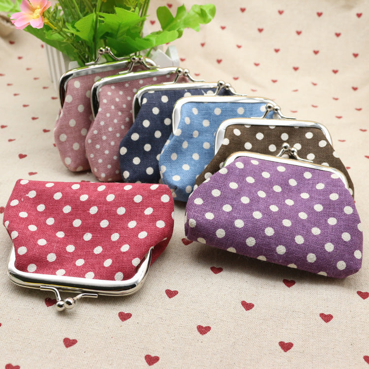 Linen Polka Dot Zero Purse – Creative Cloth Coin Bag for Kids