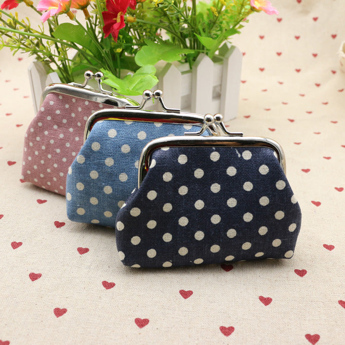 Linen Polka Dot Zero Purse – Creative Cloth Coin Bag for Kids