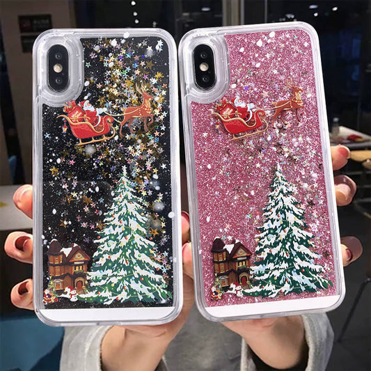 Santa Claus Christmas Tree Quicksand Shell Phone Case