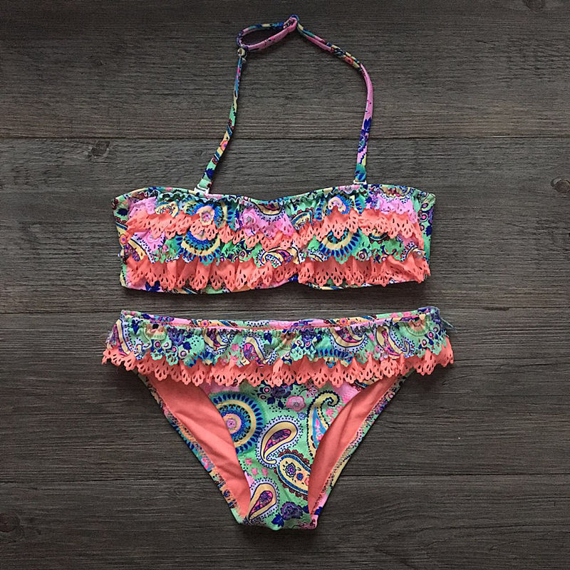 Children's Bikini Swimsuit -- Multilayer Ruffle Bikini Girls' Wear