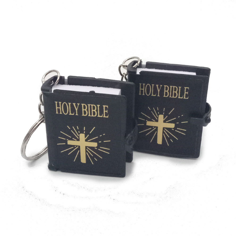 Mini English HOLY BIBLE Key Chains - Real Paper Readable Bible Christian Keyrings Bag Ornaments Religious Jewelry
