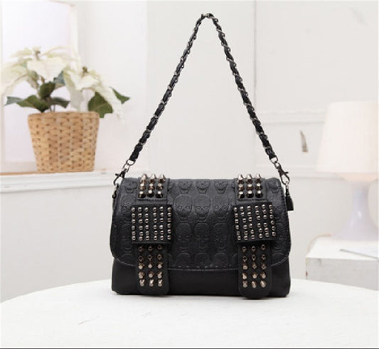 Fashion Women Black Leather Messenger Bags and Wallet