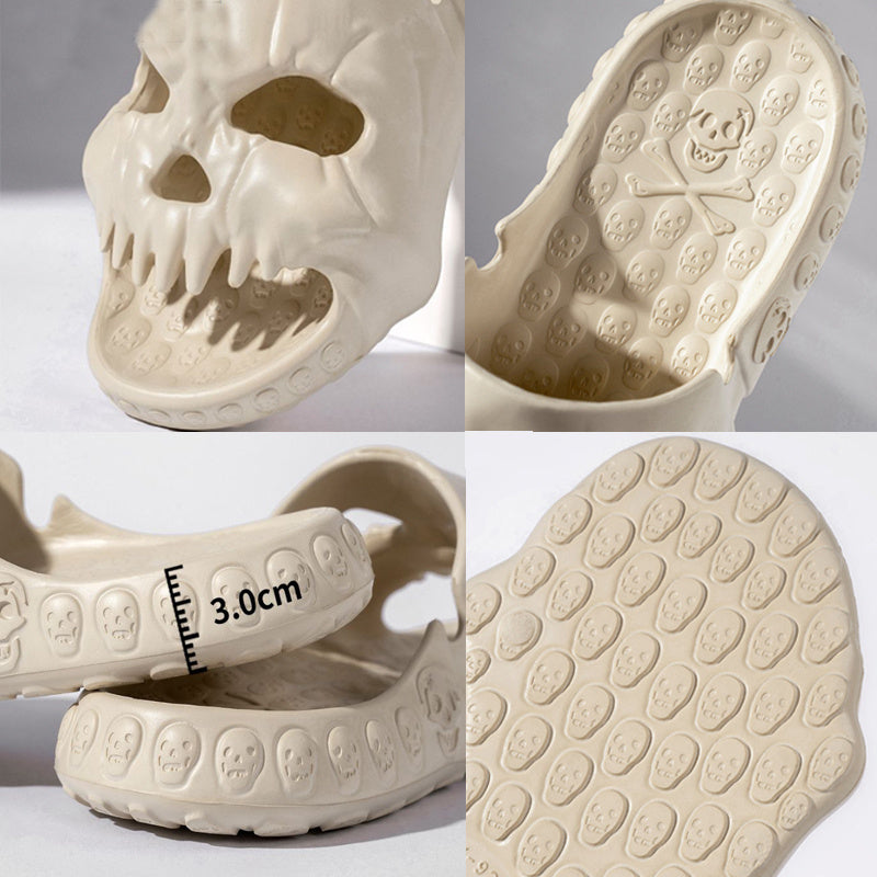 Personalized Skull Design - Halloween Slippers Bathroom Indoor Outdoor Funny Slides Beach Shoes