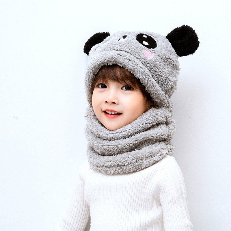 Winter One-Piece Head/Ear Panda Hat - Bib Protection  Hat