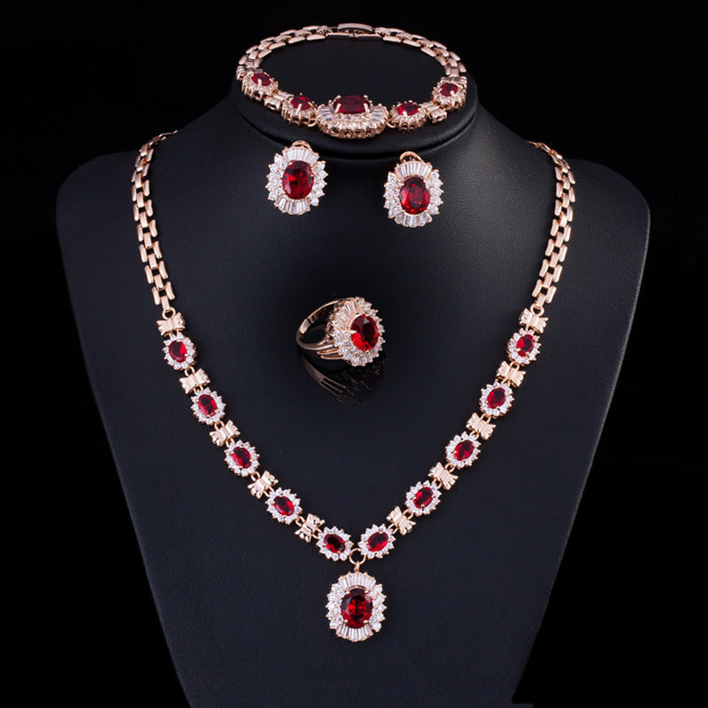 Elegant Retro Zircon Necklace Bridal Jewelry Set