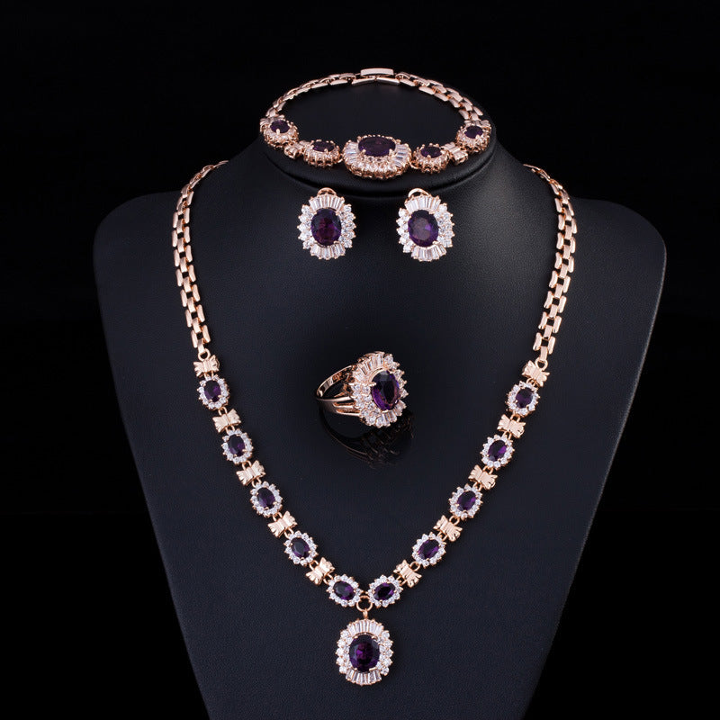 Elegant Retro Zircon Necklace Bridal Jewelry Set