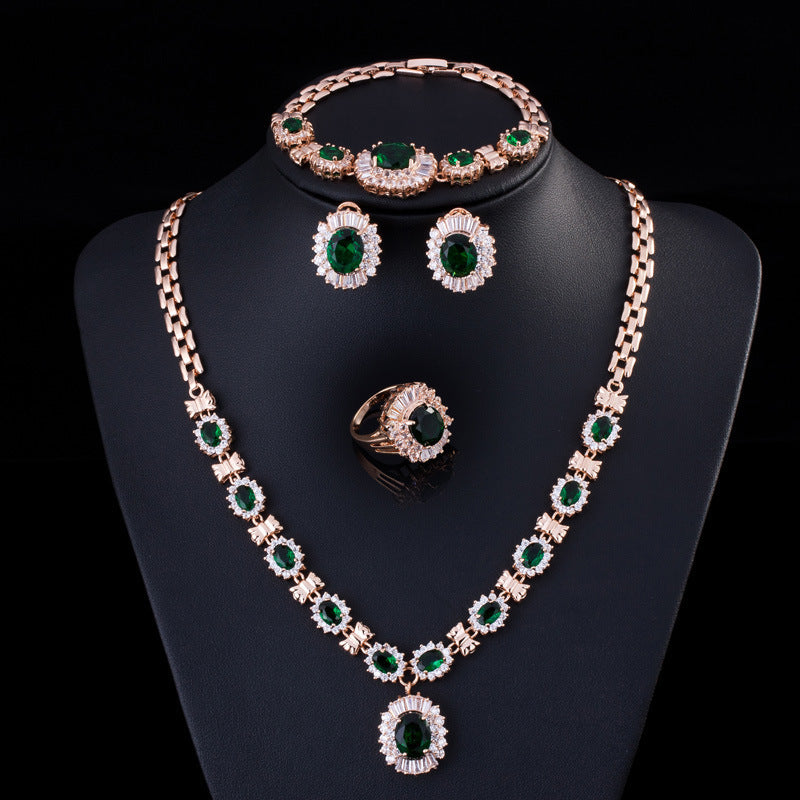 Elegant Retro Zircon Necklace Bridal Jewelry Set