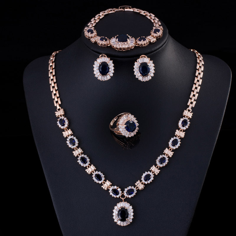 Elegant Retro Zircon Necklace Bridal Jewelry Set