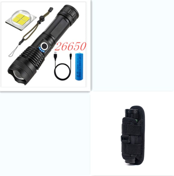 Strong Light Flashlight - Rechargeable, Zoom Power Display, Outdoor Super Bright And Portable