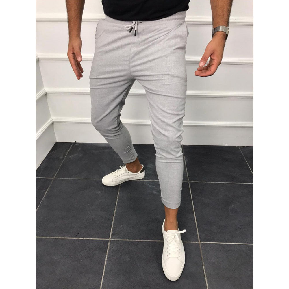 Lace-up Casual Pants - Solid Color Jogging Pants