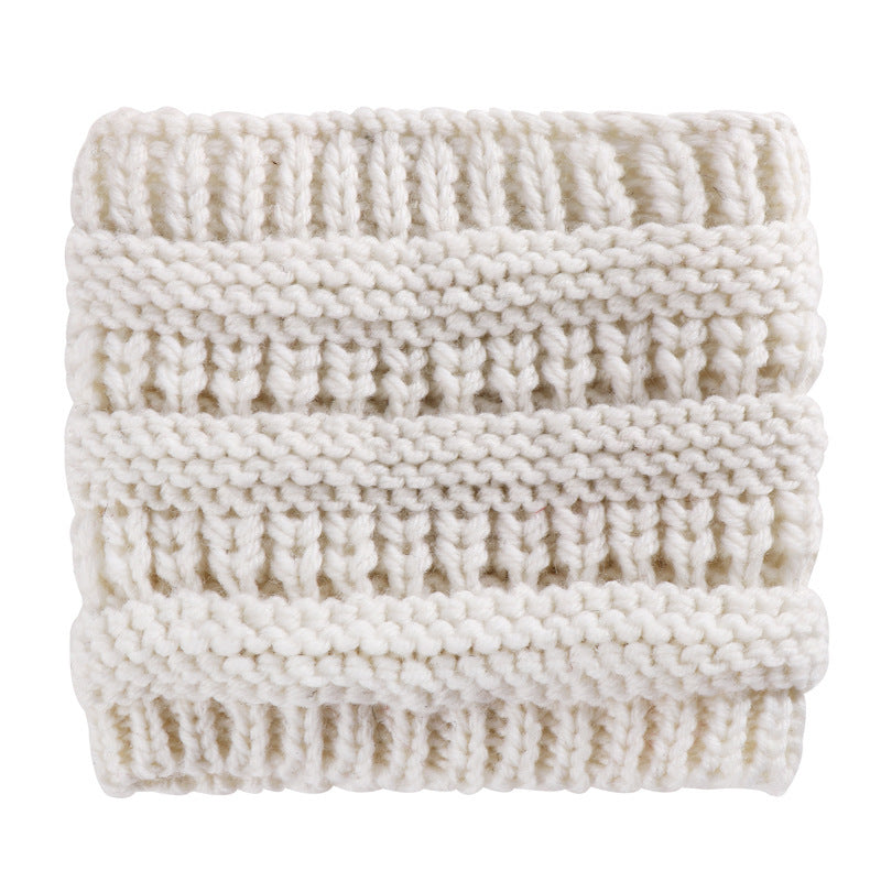 Women Headwrap Ponytail Beanies Hat - Winter Warm Ear Warmer Head Wrap Casual Crochet Turban Hats Female Soft Knit Woolen Caps