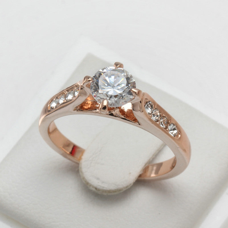 Classic Korean Minimalist Engagement Rose Gold Plated Ring