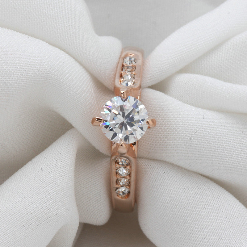 Classic Korean Minimalist Engagement Rose Gold Plated Ring