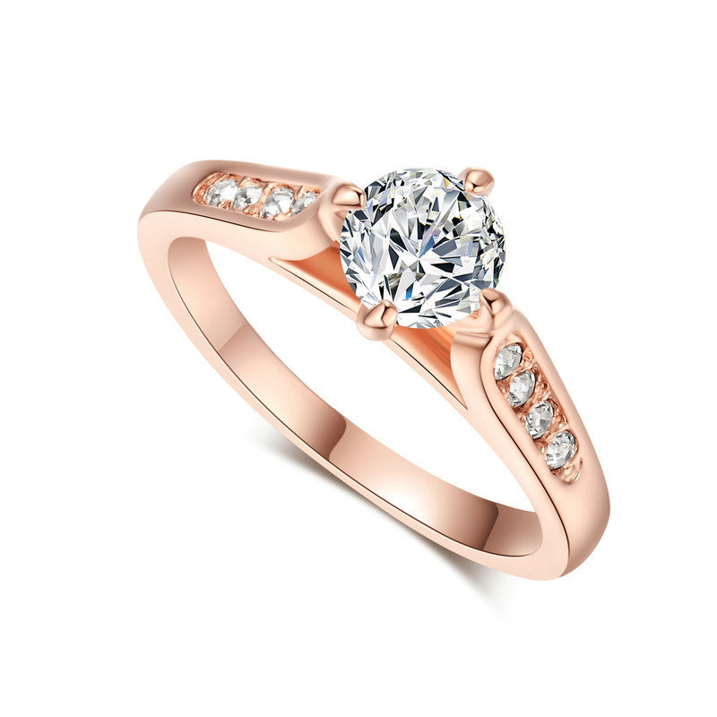 Classic Korean Minimalist Engagement Rose Gold Plated Ring