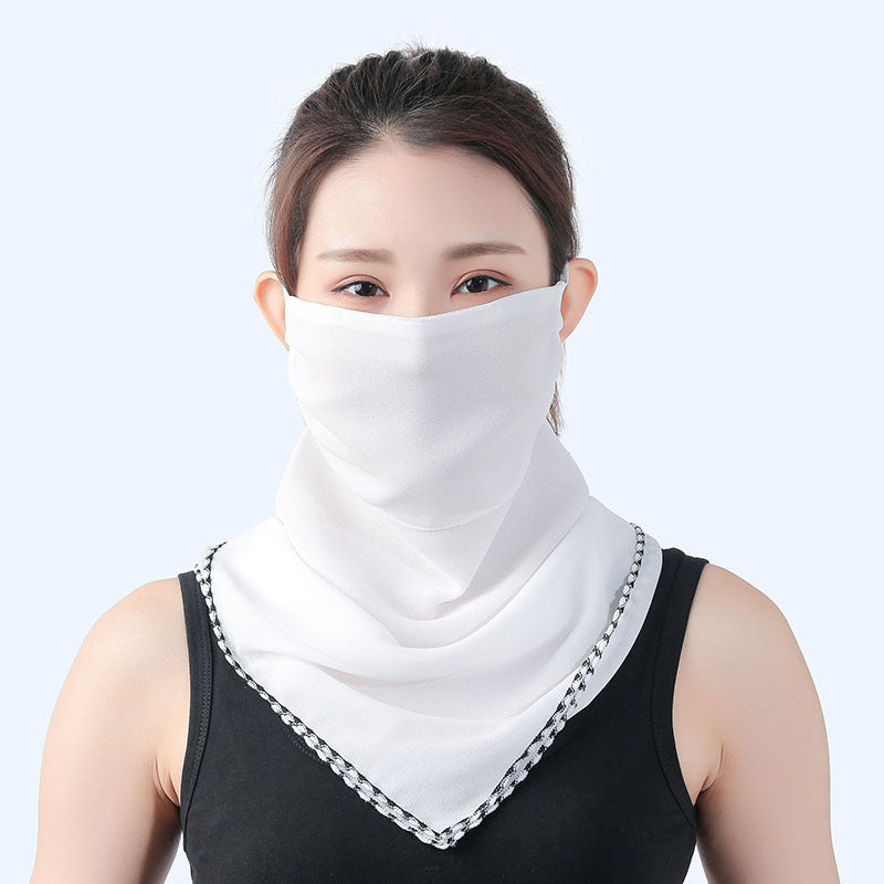 Hanging Ear Thin Face-covering Scarf - Triangle Veil Scarf