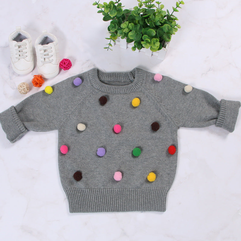 Kids Cardigan Winter Sweater - Balls Design Baby Knitted Cardigans Casual Toddler Boys Sweater Woolen Fleece Girls Sweater