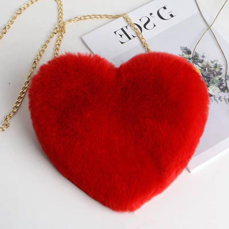 Love Bags For Women - Plush Chain Shoulder Bags Valentine's Day Party Bag