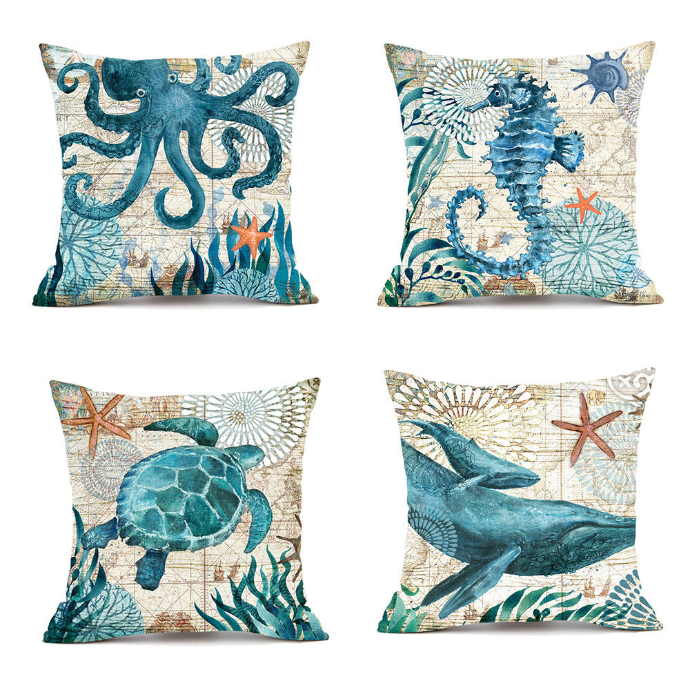 Cushion Covers Sea Turtle Printed Throw Pillow Cases - For Home Decor Sofa Chair Seat