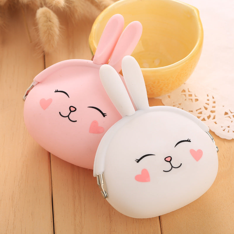 Korean Cartoon Silicone Rabbit Coin Purse – Cute Candy Color Mini Key Bag for Ladies