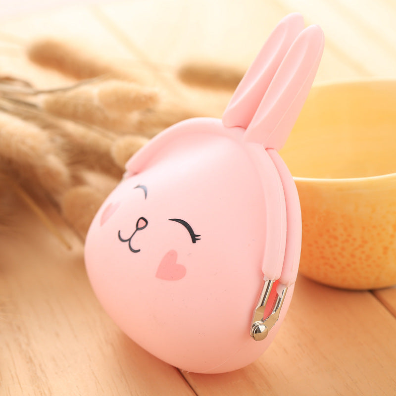 Korean Cartoon Silicone Rabbit Coin Purse – Cute Candy Color Mini Key Bag for Ladies
