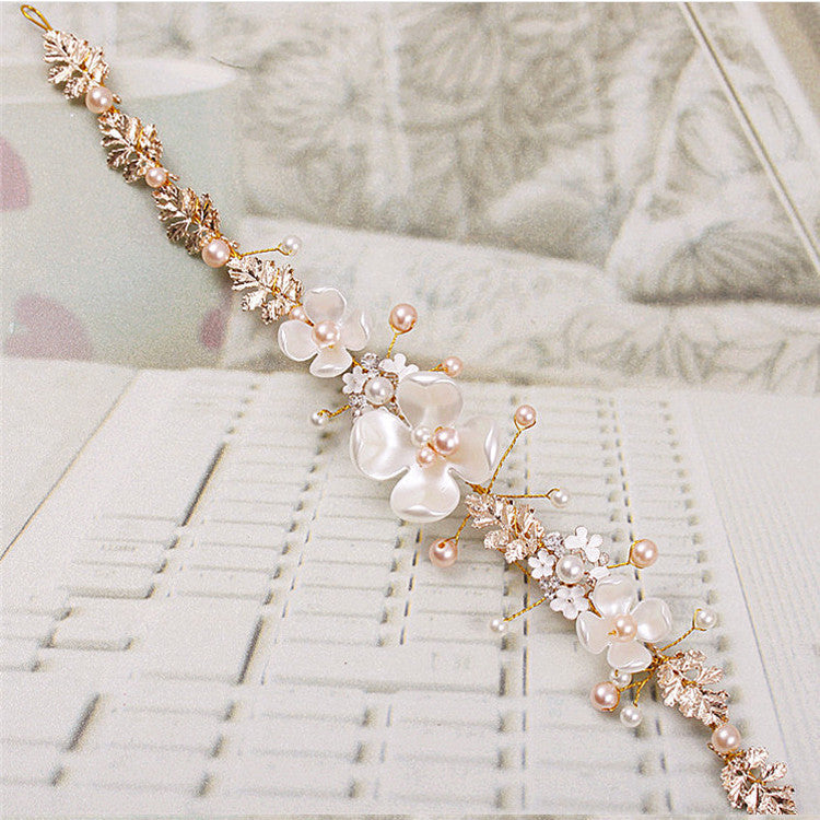Wedding Headdress Ornaments - Pearl Ceramic Golden Hoop Luxury Wedding Headdress