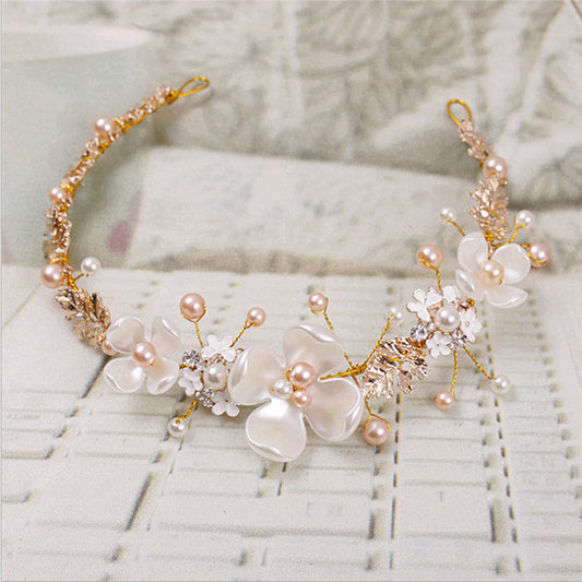 Wedding Headdress Ornaments - Pearl Ceramic Golden Hoop Luxury Wedding Headdress