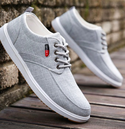 Men's Lace-up Canvas Shoes - Casual Men Breathable Walking Flats Shoes