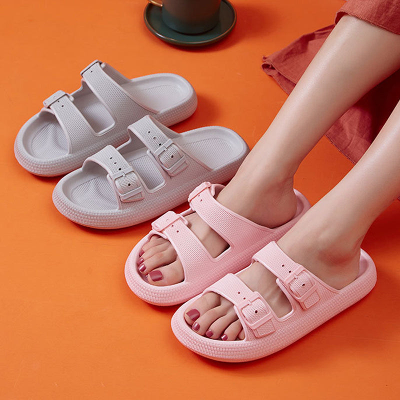 Platform Slippers - Women's Summer Buckle Home Shoes