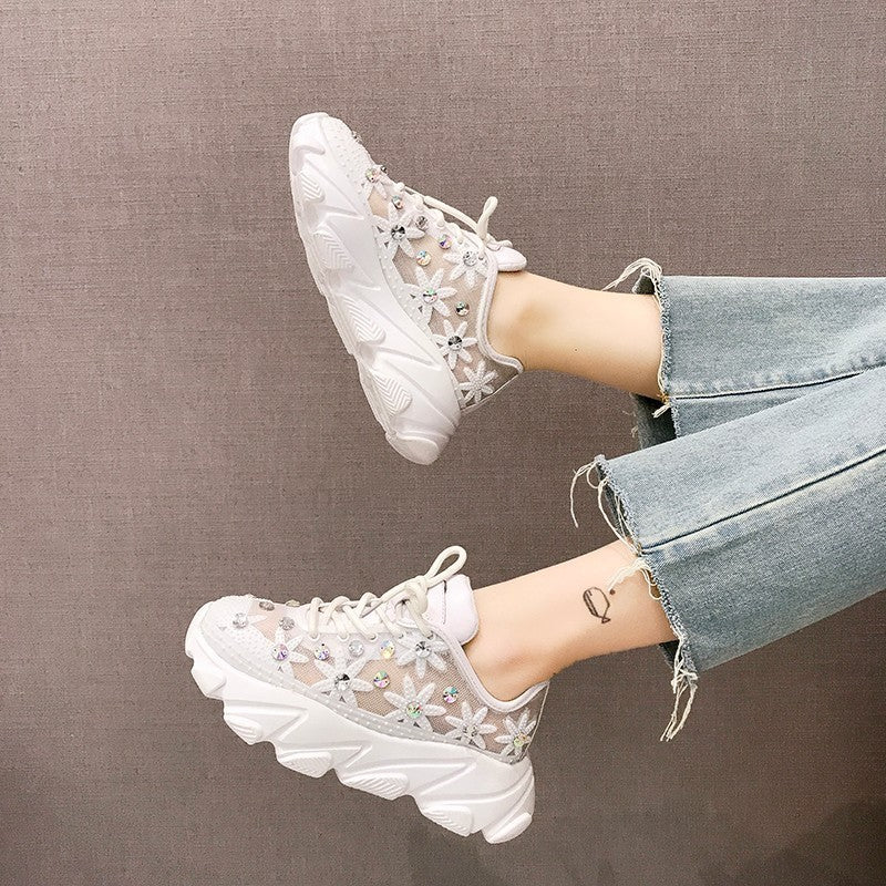 Women's Shoes Korean Mesh Breathable Thick-soled Shoes