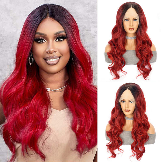 Red Large Wave Long Curly Synthetic Wig