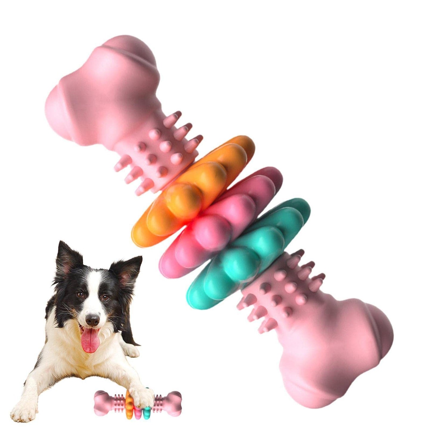 Dog Chew Bone Toy For Teeth Cleaning - Indestructible TPR Bone Chewing Bite Resistant Teething Toys