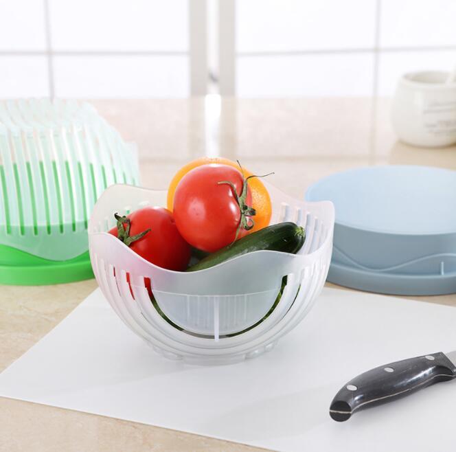 Creative 2-in-1 Salad Cutter Bowl – Fruit & Vegetable Chopper with Drain Basket! Salad Cutter, Fruit and Vegetable Cutter - JumoShop