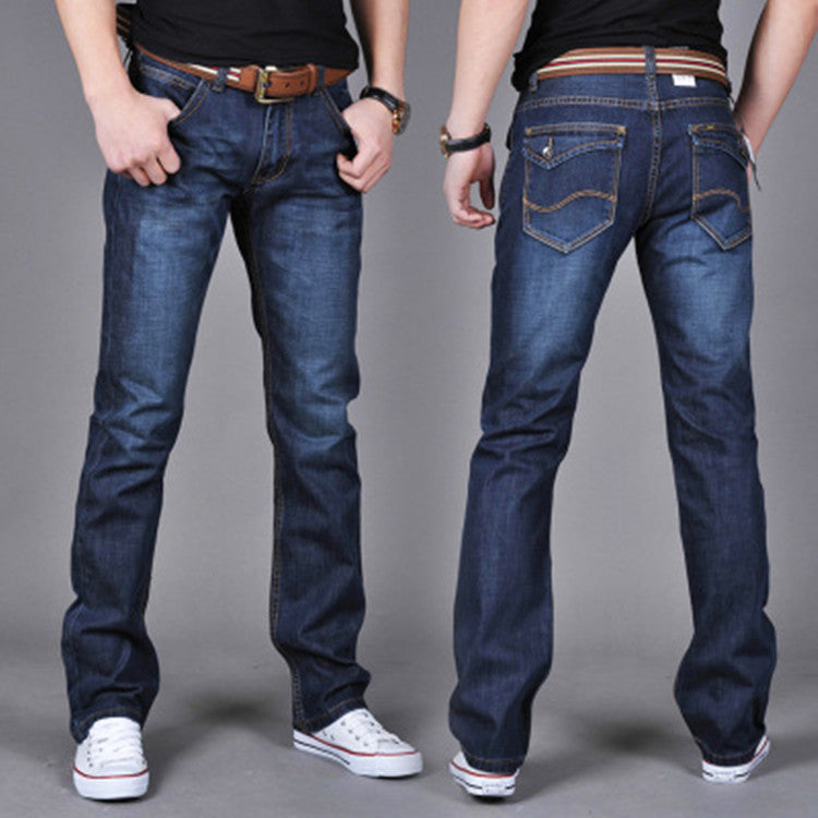 Men's Denim Long Pants - Trendy Men's Denim Straight-Leg Pants