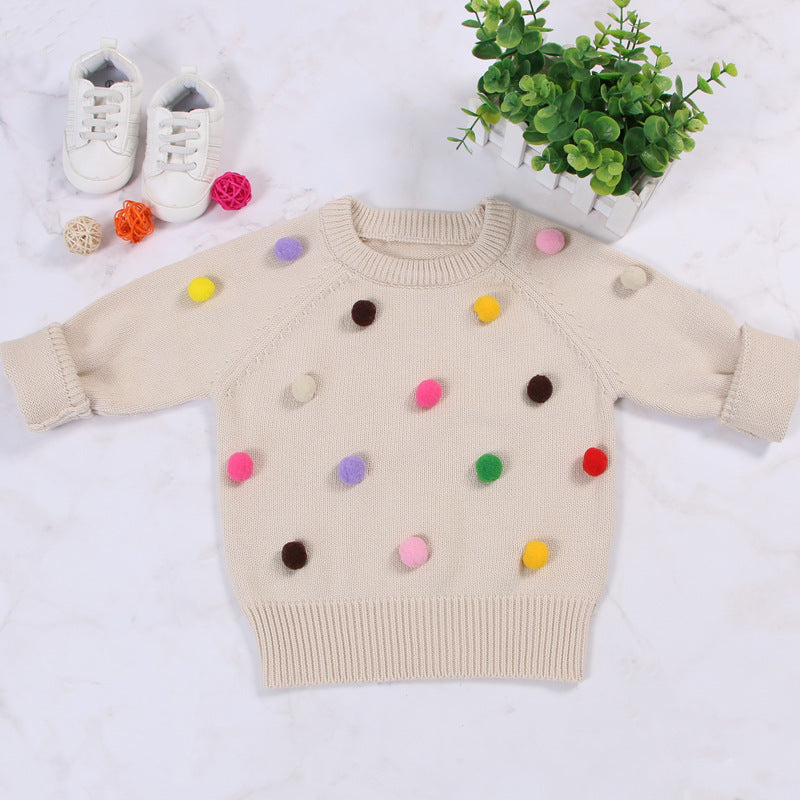 Kids Cardigan Winter Sweater - Balls Design Baby Knitted Cardigans Casual Toddler Boys Sweater Woolen Fleece Girls Sweater