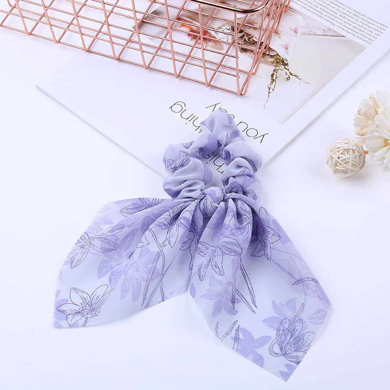 Pearl Pendant Large Intestine Ring Hair Band Women's Hair Knot Knotted Big Bow Hair Rope - JumoShop