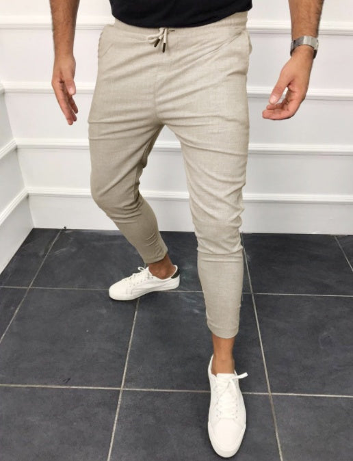 Lace-up Casual Pants - Solid Color Jogging Pants